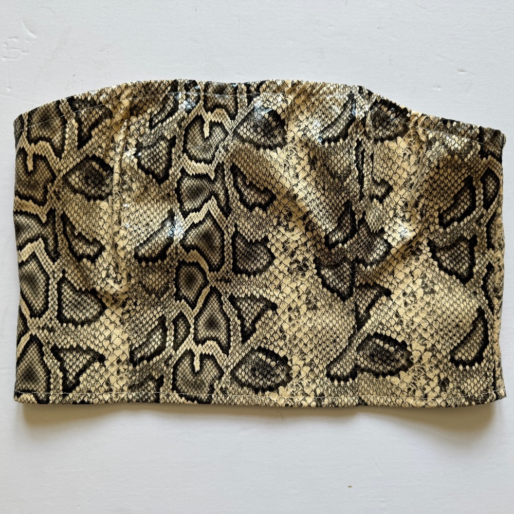 NWT Pretty Little Things Brown Textured Snake Faux Leather Bandeau